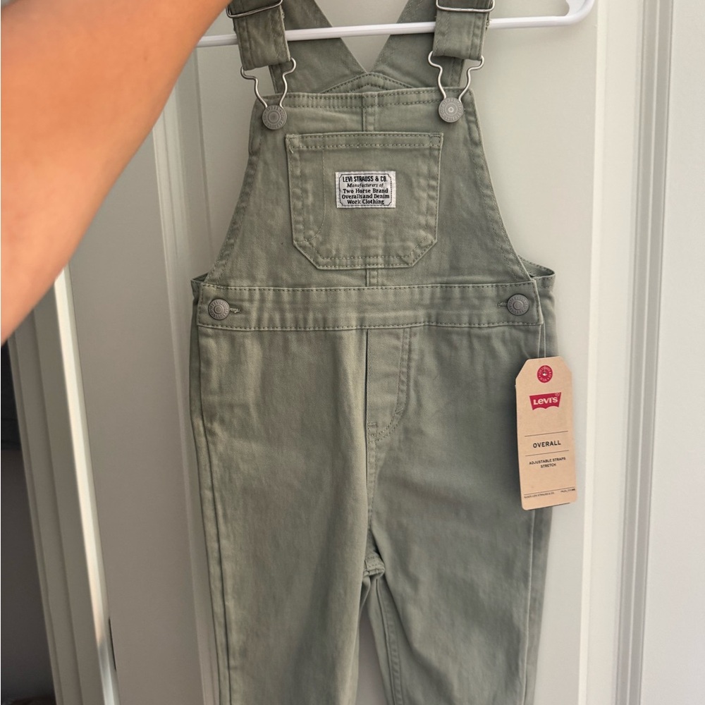 Levi's Olive Green Kids Overalls with Chest Pocket
